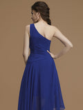 A-Line/Princess One-Shoulder Sleeveless Asymmetrical Ruffles Chiffon Bridesmaid Dresses