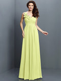 A-Line/Princess V-neck Pleats Sleeveless Long Chiffon Bridesmaid Dresses TPP0005530