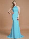 Trumpet/Mermaid Sleeveless Scoop Sweep/Brush Train Chiffon Bridesmaid Dresses TPP0005142