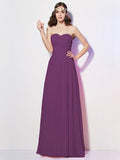 A-Line/Princess Sweetheart Sleeveless Long Pleats Chiffon Bridesmaid Dresses TPP0005097