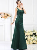 Sheath/Column Straps Sleeveless Long Satin Bridesmaid Dresses TPP0005554