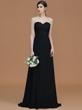 A-Line/Princess Sweetheart Sleeveless Sweep/Brush Train Beading Chiffon Bridesmaid Dresses TPP0005600