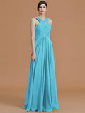 A-Line/Princess Halter Sleeveless Floor-Length Ruched Chiffon Bridesmaid Dresses TPP0005501