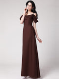 Sheath/Column Sleeveless Pleats Spaghetti Straps Long Chiffon Bridesmaid Dresses TPP0005742