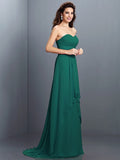 A-Line/Princess Sweetheart Pleats Sleeveless Long Chiffon Bridesmaid Dresses TPP0005681