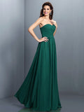 A-Line/Princess Sweetheart Pleats Sleeveless Long Chiffon Bridesmaid Dresses TPP0005405