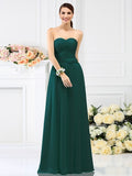 A-Line/Princess Sweetheart Pleats Hand-Made Flower Sleeveless Long Chiffon Bridesmaid Dresses TPP0005765