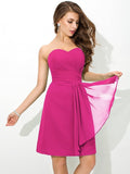 Sheath/Column Sweetheart Pleats Sleeveless Short Chiffon Bridesmaid Dresses TPP0005639