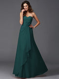 A-Line/Princess Sweetheart Hand-Made Flower Sleeveless Long Chiffon Bridesmaid Dresses TPP0005192