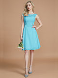 A-Line/Princess Bateau Sleeveless Lace Short/Mini Chiffon Bridesmaid Dresses TPP0005467