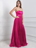 A-Line/Princess Strapless Sleeveless Ruffles Long Chiffon Bridesmaid Dresses TPP0005555