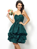 A-Line/Princess Sweetheart Bowknot Sleeveless Short Taffeta Bridesmaid Dresses TPP0005449