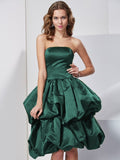 A-Line/Princess Strapless Sleeveless Short Satin Bridesmaid Dresses TPP0005227