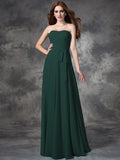 A-line/Princess Strapless Ruched Sleeveless Long Chiffon Bridesmaid Dresses TPP0005797