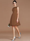 A-Line/Princess Sweetheart Sleeveless Lace Short/Mini Chiffon Bridesmaid Dresses TPP0005413