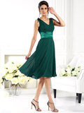 A-Line/Princess V-neck Sleeveless Short Chiffon Bridesmaid Dresses TPP0005239