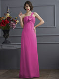 Sheath/Column One-Shoulder Sleeveless Pleats Long Chiffon Bridesmaid Dresses TPP0005791