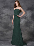 Trumpet/Mermaid Sweetheart Applique Sleeveless Long Satin Bridesmaid Dresses TPP0005296