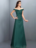 Sheath/Column Off-the-Shoulder Sleeveless Long Satin Bridesmaid Dresses TPP0005332