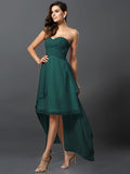 A-Line/Princess Sweetheart Pleats Sleeveless High Low Chiffon Bridesmaid Dresses TPP0005031