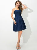 A-Line/Princess Sweetheart Pleats Sleeveless Short Chiffon Bridesmaid Dresses TPP0005491