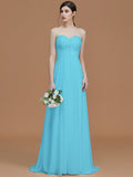 A-Line/Princess Sweetheart Sleeveless Sweep/Brush Train Beading Chiffon Bridesmaid Dresses TPP0005600