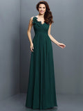 A-Line/Princess V-neck Pleats Sleeveless Long Chiffon Bridesmaid Dresses TPP0005530