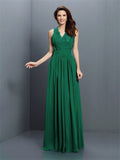 A-Line/Princess V-neck Applique Sleeveless Long Chiffon Bridesmaid Dresses TPP0005255