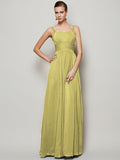 Sheath/Column Straps Sleeveless Pleats Long Chiffon Bridesmaid Dresses TPP0005157