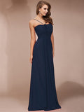 Sheath/Column Ruffles Long Sleeveless Chiffon Bridesmaid Dresses TPP0005717