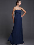 A-Line/Princess Strapless Sleeveless Beading Long Chiffon Bridesmaid Dresses TPP0005500