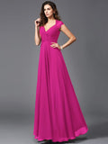 A-Line/Princess V-neck Sleeveless Long Chiffon Bridesmaid dresses TPP0005278