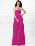 A-Line/Princess Sweetheart Pleats Ruffles Sleeveless Long Chiffon Bridesmaid Dresses TPP0003265