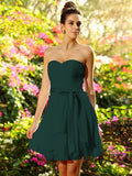 A-Line/Princess Sweetheart Bowknot Sleeveless Short Chiffon Bridesmaid Dresses TPP0005489