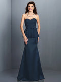 Trumpet/Mermaid Sweetheart Lace Sleeveless Long Satin Bridesmaid Dresses TPP0005592