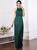 Sheath/Column Scoop Sleeveless Beading Bowknot Long Elastic Woven Satin Bridesmaid Dresses TPP0005506