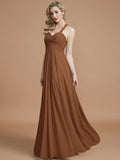 A-Line/Princess Sweetheart Sleeveless Ruched Floor-Length Chiffon Bridesmaid Dresses TPP0005051