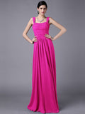 Sheath/Column Straps Sleeveless Pleats Long Chiffon Bridesmaid Dresses TPP0005648