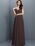 A-Line/Princess V-neck Lace Sleeveless Long Chiffon Bridesmaid Dresses TPP0005562