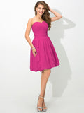 A-Line/Princess Sweetheart Pleats Sleeveless Short Chiffon Bridesmaid Dresses TPP0005491