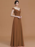 A-Line/Princess V-neck Sleeveless Floor-Length Lace Chiffon Bridesmaid Dresses TPP0005569