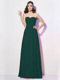 A-Line/Princess Sweetheart Sleeveless Long Pleats Chiffon Bridesmaid Dresses TPP0005097