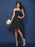 A-Line/Princess Strapless Hand-Made Flower Sleeveless Short Chiffon Bridesmaid Dresses TPP0005650