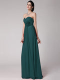 Sheath/Column Sweetheart Sleeveless Pleats Hand-Made Flower Long Chiffon Bridesmaid Dresses TPP0005798