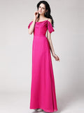 Sheath/Column Sleeveless Pleats Spaghetti Straps Long Chiffon Bridesmaid Dresses TPP0005742