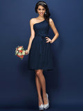 A-Line/Princess One-Shoulder Lace Sleeveless Short Lace Bridesmaid Dresses TPP0005755