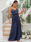 A-Line/Princess Sequins Ruched Straps Sleeveless Floor-Length Bridesmaid Dresses TPP0004943