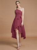 A-Line/Princess One-Shoulder Sleeveless Layers Asymmetrical Chiffon Bridesmaid Dresses TPP0005056