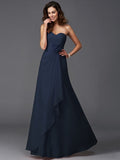 A-Line/Princess Sweetheart Hand-Made Flower Sleeveless Long Chiffon Bridesmaid Dresses TPP0005192