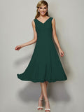 A-Line/Princess V-neck Sleeveless Pleats Short Chiffon Bridesmaid Dresses TPP0005087